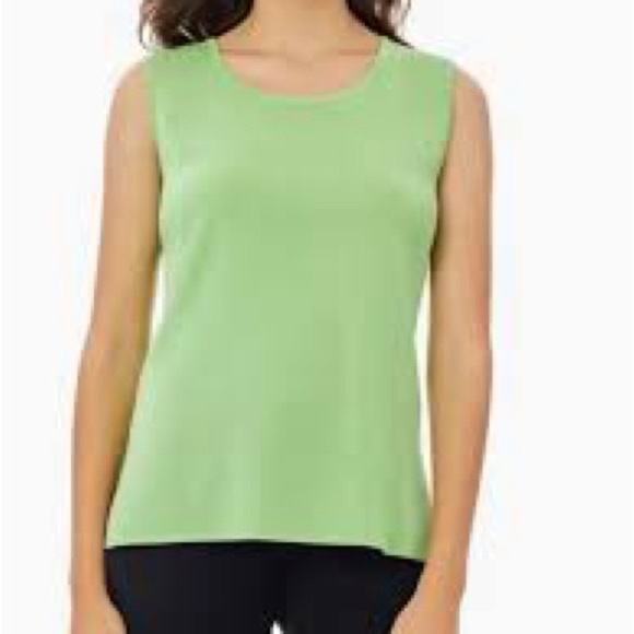 Misook Classic Knit Tank Top Scoop Neck Side Slit in Light Green - Size Medium - Picture 1 of 6